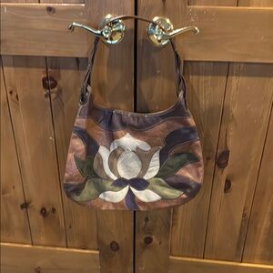 Multicolor retro soft leather Floral Women's Bag